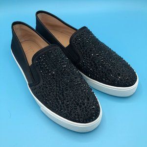 Sparkly black satin sneakers